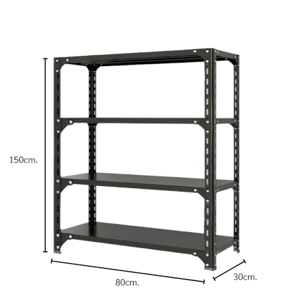 ชั้นวางของโล่ง 4 ชั้น ELIFE 150X80X30 สีดำ_1