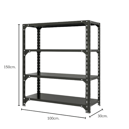 ชั้นวางของโล่ง 4 ชั้น ELIFE 150X100X30 สีดำ_1