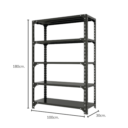 ชั้นวางของโล่ง 5 ชั้น ELIFE 180X100X30 สีดำ_1