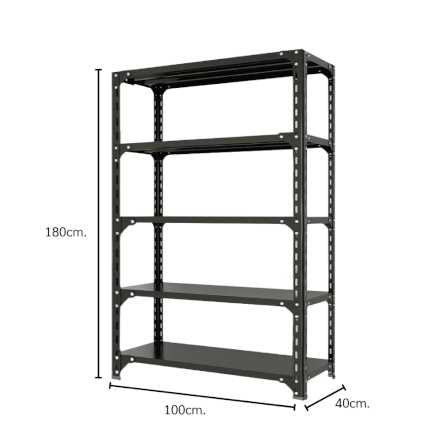 ชั้นวางของโล่ง 5 ชั้น ELIFE 180X100X40 สีดำ_1