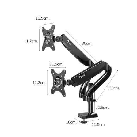 แขนจับจอมอนิเตอร์ 2 แขน ELIFE CS95 หมุนได้360° สีดำ_1