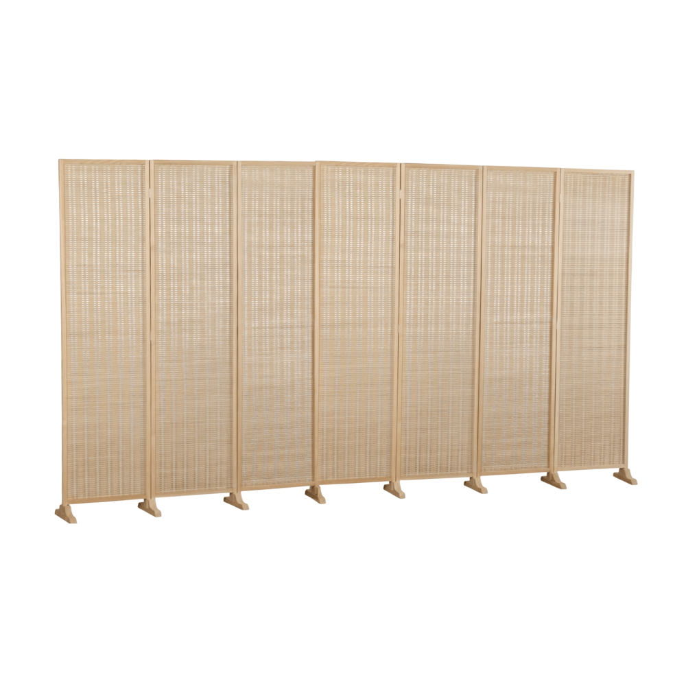 ฉากกั้นห้อง 7 บานพับ ELIFE ขนาด 180X350 ซม. สีไม้แท้ธรรมชาติ_0