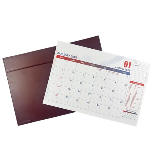 ชุดปฏิทินปี 2569 + แผ่นหนังรองเขียน SCP PACKING สีแดง