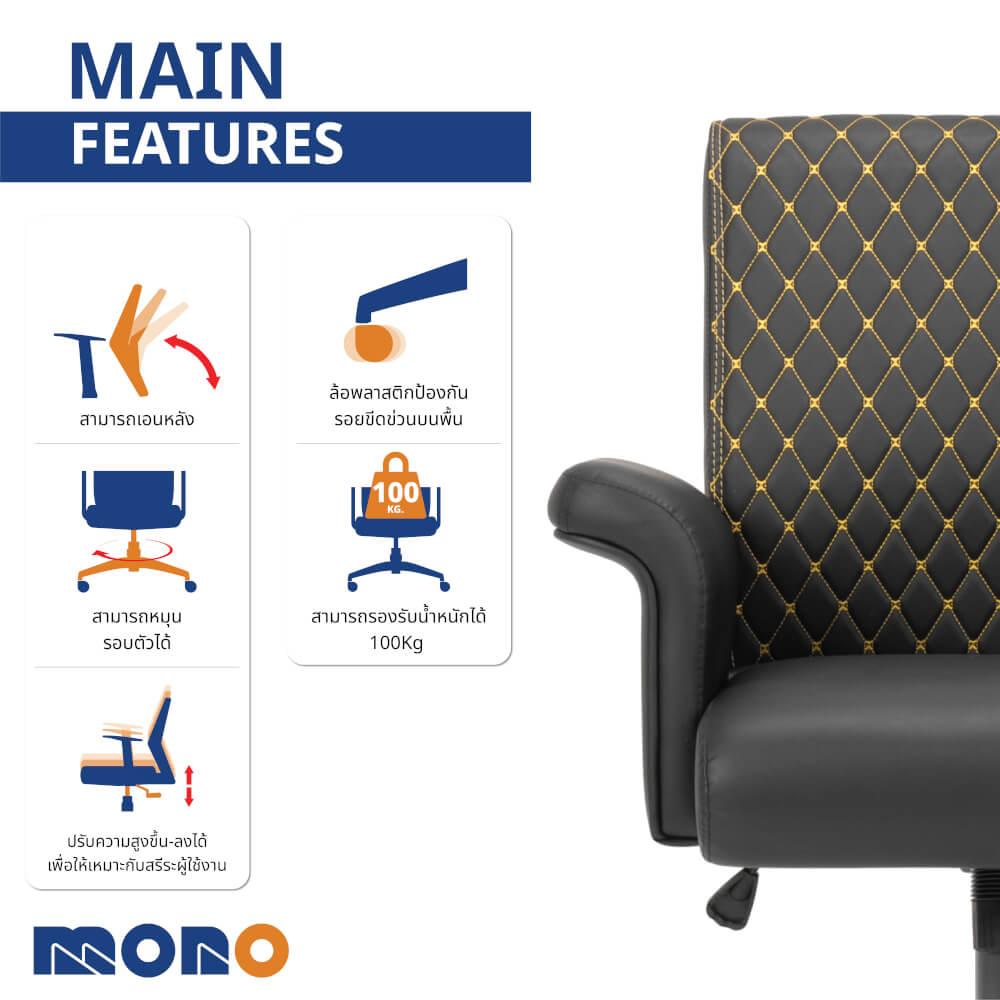 เก้าอี้สำนักงาน MONO FURNITURE รุ่น CAPITAL/M สีดำ
