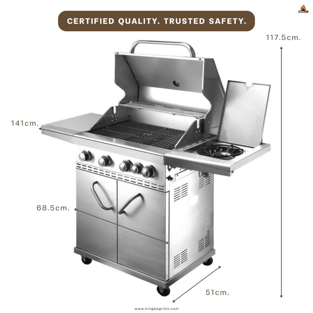 เตาแก๊สบาร์บีคิว 4 หัวและเตาด้านข้าง KINGBE_1