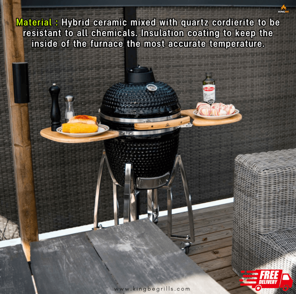 เตาถ่านบาร์บีคิว KINGBE KAMADO 18 นิ้ว สีดำ