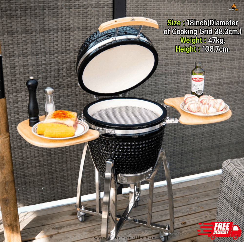 เตาถ่านบาร์บีคิว KINGBE KAMADO 18 นิ้ว สีดำ
