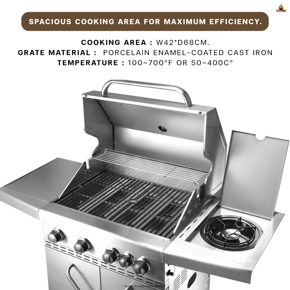 เตาแก๊สบาร์บีคิว 4 หัวและเตาด้านข้าง KINGBE_3