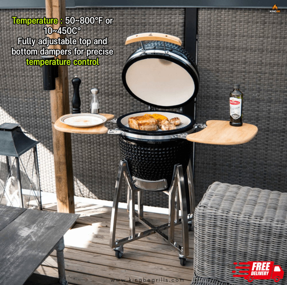 เตาถ่านบาร์บีคิว KINGBE KAMADO 18 นิ้ว สีดำ