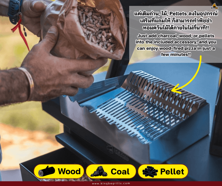 เตาอบพิซซ่า 2 เชื้อเพลิง KINGBE รุ่น MILANO DUAL PRO M14 (สำหรับพิซซ่าขนาด 14นิ้ว)