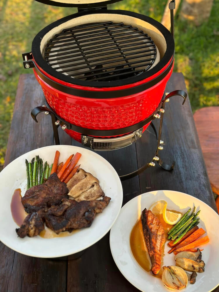 เตาถ่านบาร์บีคิว KINGBE KAMADO 13 นิ้ว สีแดง_6