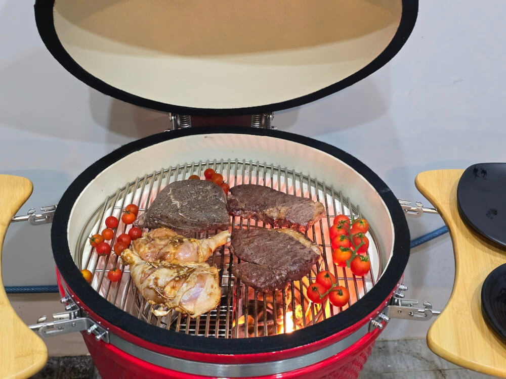 เตาถ่านบาร์บีคิว KINGBE KAMADO 23.5 นิ้ว สีแดง_6