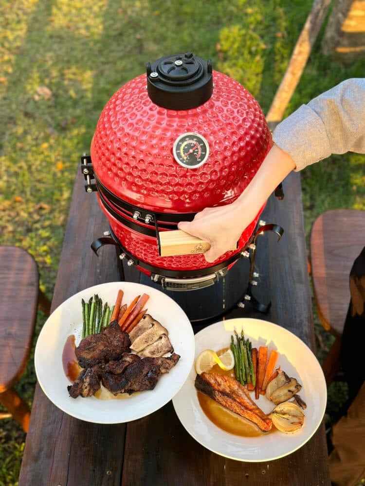 เตาถ่านบาร์บีคิว KINGBE KAMADO 13 นิ้ว สีแดง_10