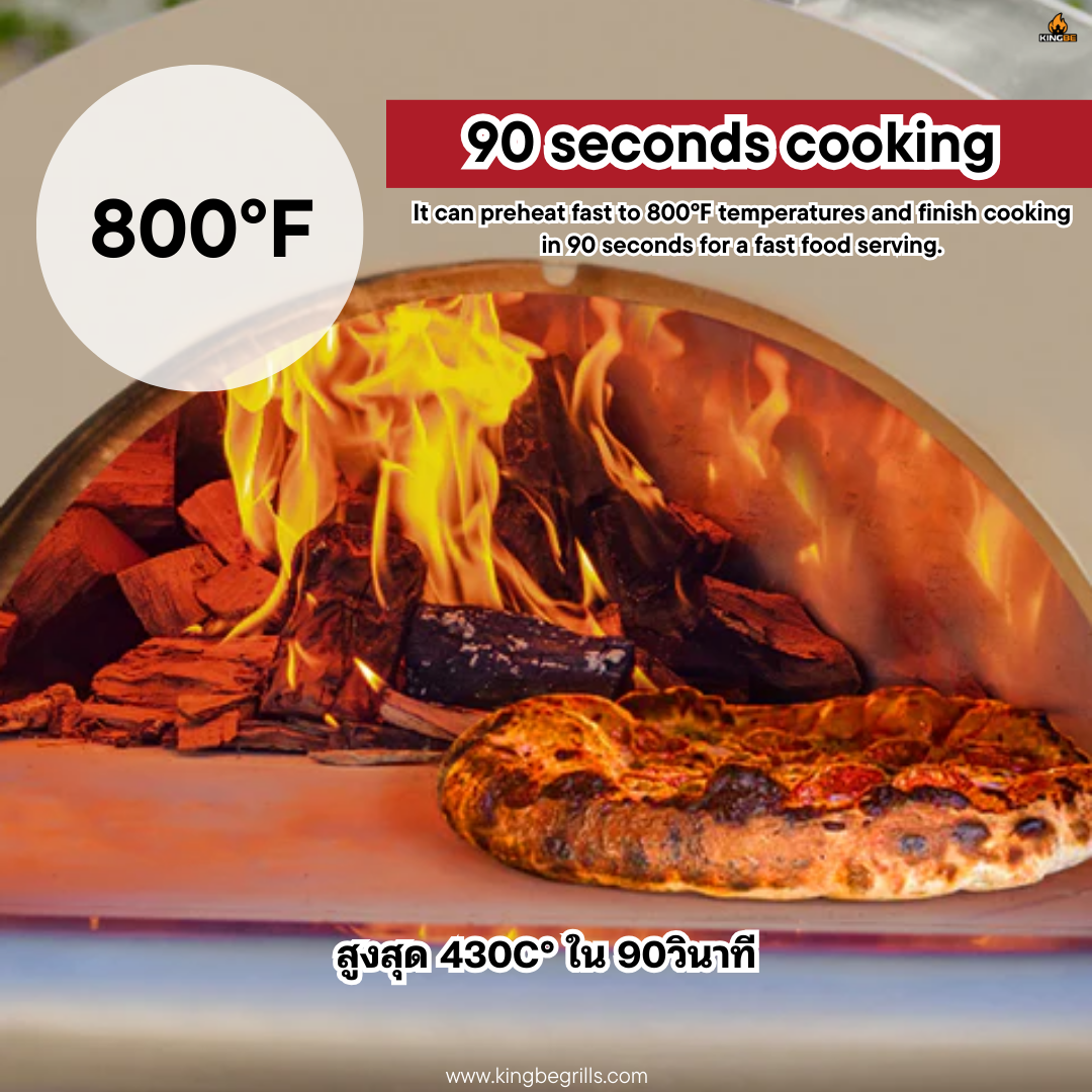 เตาอบพิซซ่า 2 เชื้อเพลิง KINGBE รุ่น PRO MONTE DUAL FUEL - ขนาด 82CM._3