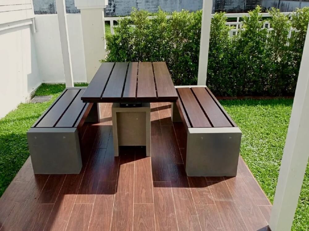 ชุดโต๊ะสนาม 4 ที่นั่ง CONCREATIONSTUDIO รุ่น TBLSLK-150-OAK ชุดโต๊ะกลางท็อปไม้เทียมสีโอ๊คเข้ม_2