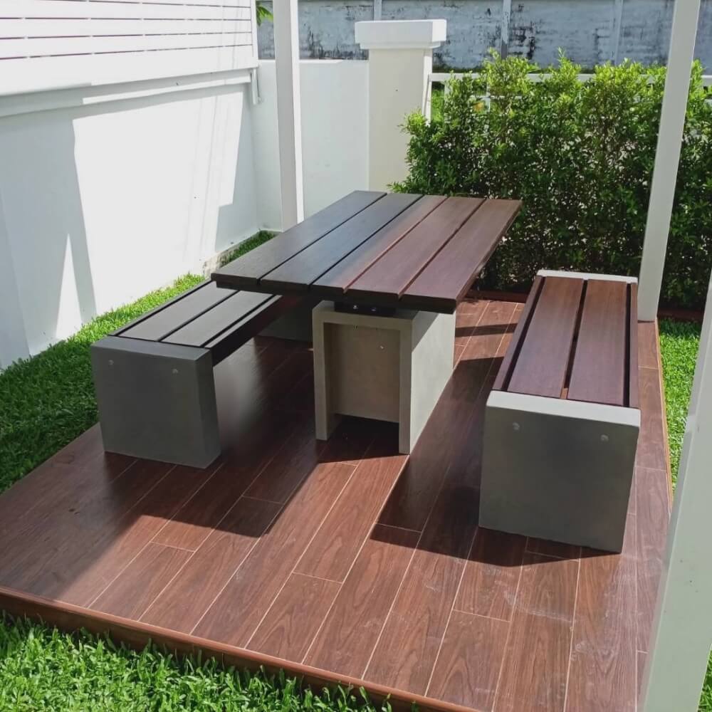 ชุดโต๊ะสนาม 4 ที่นั่ง CONCREATIONSTUDIO รุ่น TBLSLK-150-OAK ชุดโต๊ะกลางท็อปไม้เทียมสีโอ๊คเข้ม_1