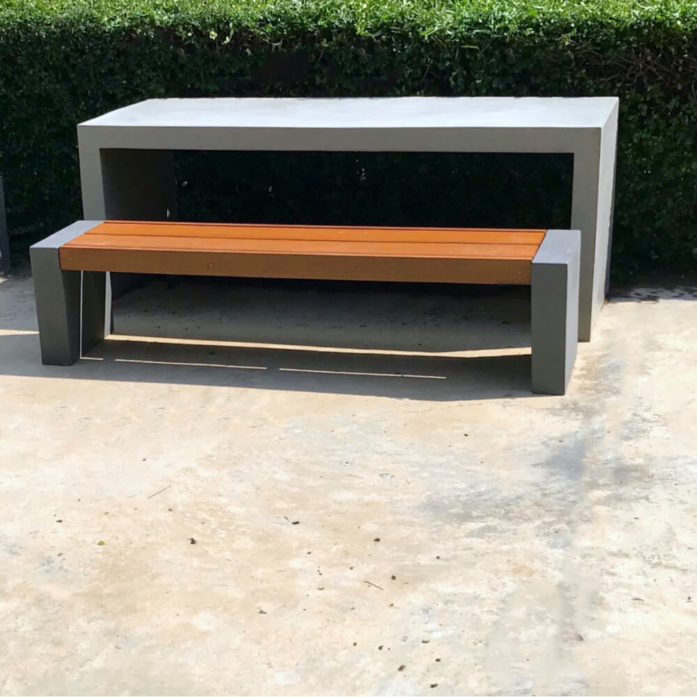 ชุดโต๊ะสนาม 6 ที่นั่ง CONCREATIONSTUDIO รุ่น TLFSLK-180-TEAK ไม้เทียมสีสักและโต๊ะไฟเบอร์ใหญ่_2