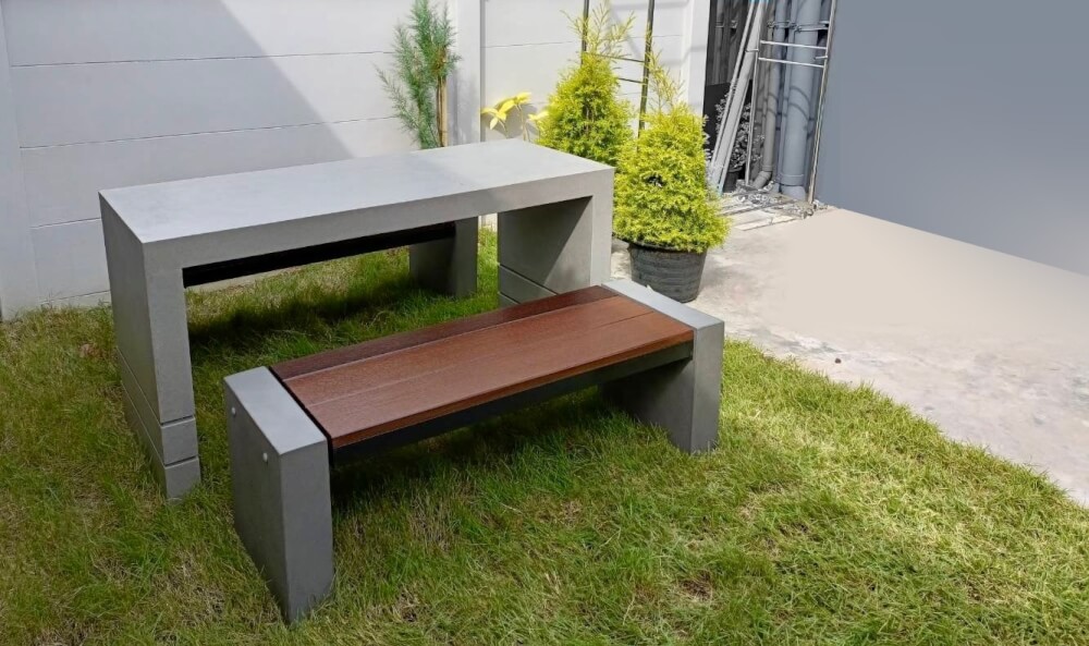 ชุดโต๊ะสนาม 4 ที่นั่ง CONCREATIONSTUDIO รุ่นชุดทูโทน TLFTTP-140 สีไม้เทียมและโต๊ะไฟเบอร์เล็ก_2