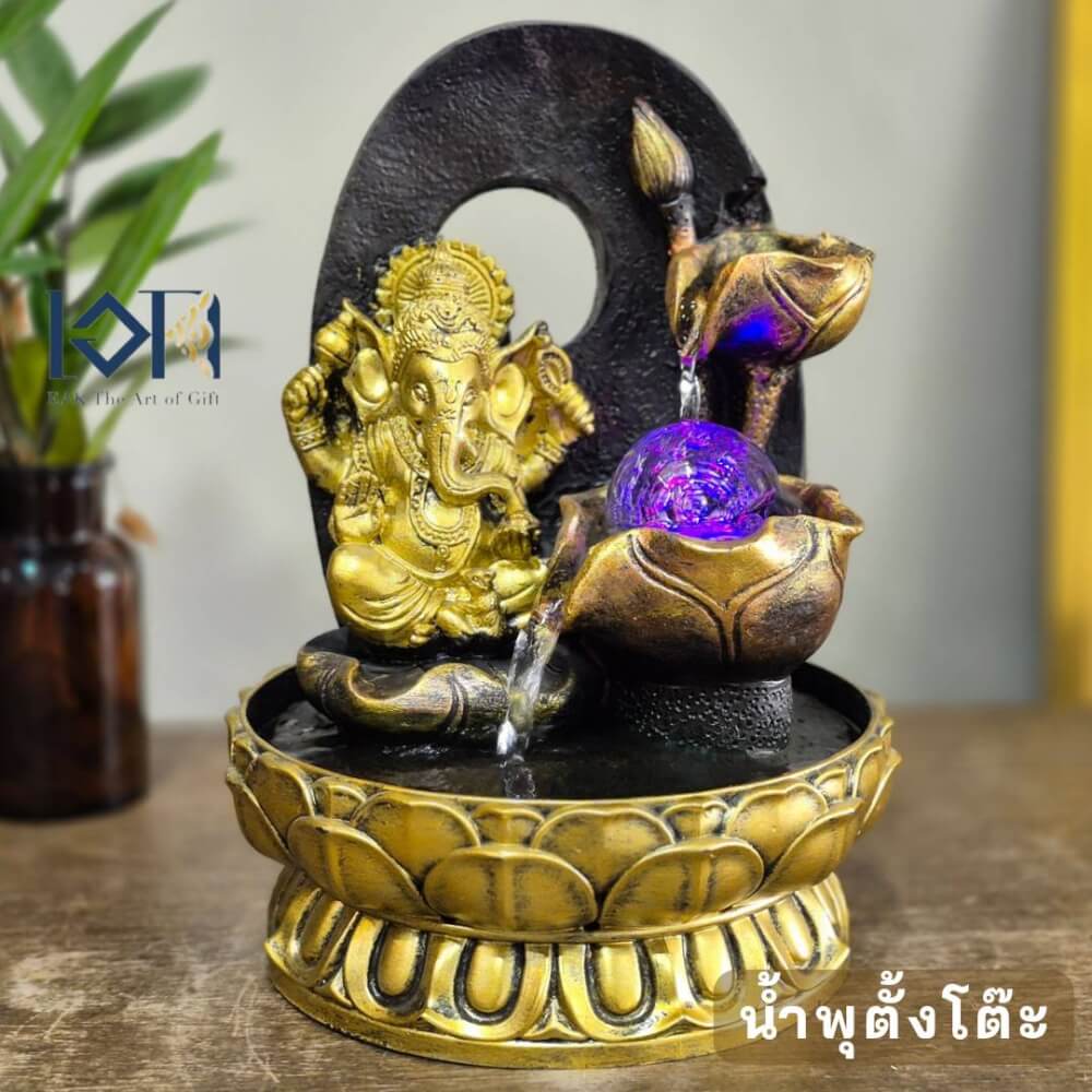 น้ำพุน้ำล้นตั้งโต๊ะ EAKGIFT รุ่น 23229A พระพิฆเนศเสริมฮวงจุ้ยตกแต่งบ้าน ของขวัญมงคล_1