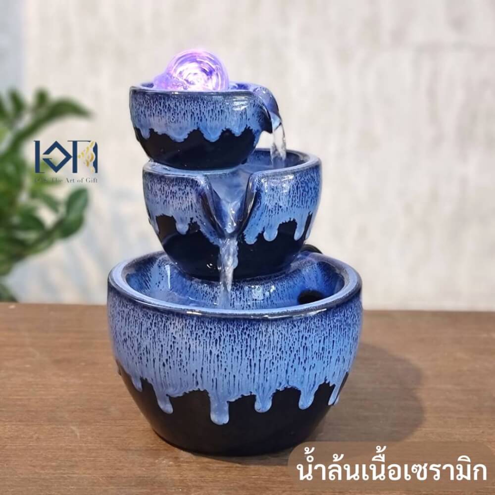 น้ำพุตั้งโต๊ะเสริมฮวงจุ้ย EAKGIFT รุ่น 2108A เซรามิกงานสวยเรียบหรูทันสมัย_1