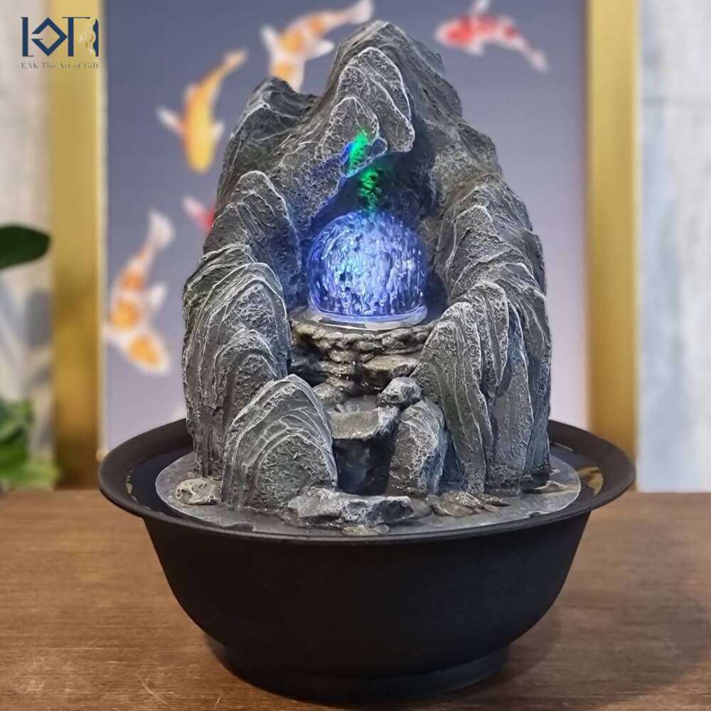 น้ำพุตั้งโต๊ะเสริมฮวงจุ้ย EAKGIFT รุ่นภูเขาเงินทองL22051 ตั้งโต๊ะตกแต่งบ้านเรียกทรัพย์โชคลาภ