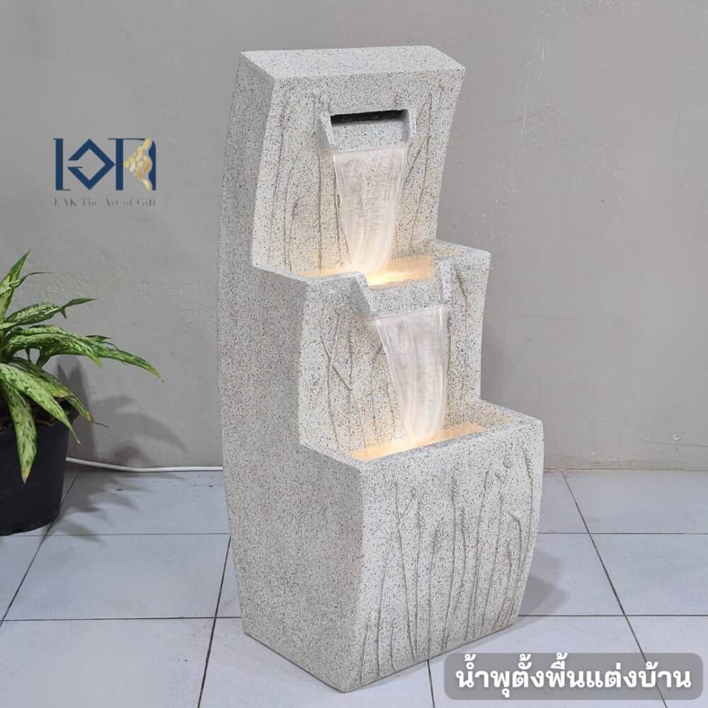 น้ำพุตั้งพื้นเสริมฮวงจุ้ย EAKGIFT รุ่นMZ16327GC สไตล์โมเดิร์น ลายรวงข้าวความหมายดี
