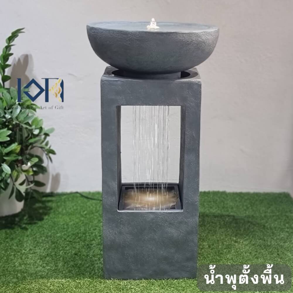 น้ำพุล้นตั้งพื้น EAKGIFT รุ่นMZ15412GA สไตล์แต่งบ้านเสริมฮวงจุ้ย