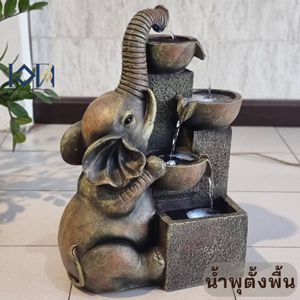 น้ำพุตั้งพื้น EAKGIFT รุ่น220176 สไตล์คลาสสิกรูปทรงช้างมหามงคล เสริมฮวงจุ้ย
