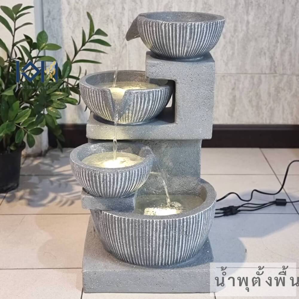 น้ำพุตั้งพื้นเสริมฮวงจุ้ย EAKGIFT รุ่น2020127 สไตล์ทันสมัย วัสดุไฟเบอร์เรซิ่นทนทาน