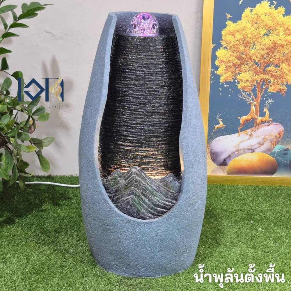 น้ำพุตั้งพื้น EAKGIFT รุ่น22045 สไตล์คลาสสิก ตกแต่งบ้านเสริมฮวงจุ้ย