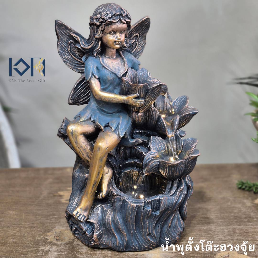 น้ำพุตั้งโต๊ะ EAKGIFT รุ่น29012B น้ำล้นตกแต่งบ้านเสริมฮวงจุ้ย สไตล์คลาสสิก