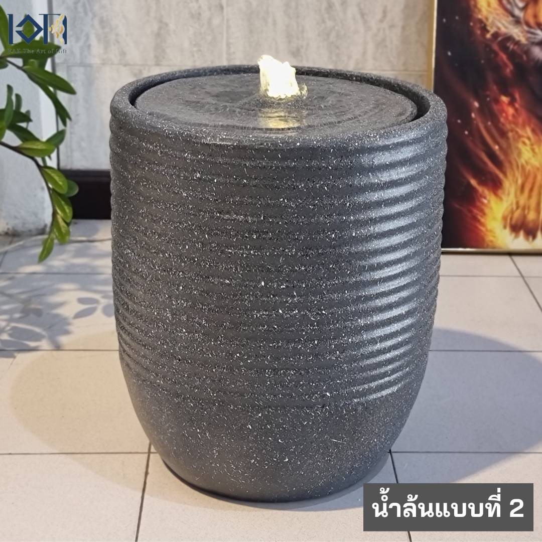 น้ำพุตั้งพื้นเสริมฮวงจุ้ย EAKGIFT รุ่น2591สีดำ สไตล์โมเดิร์น อ่างน้ำล้นทรงกลมตกแต่งบ้าน