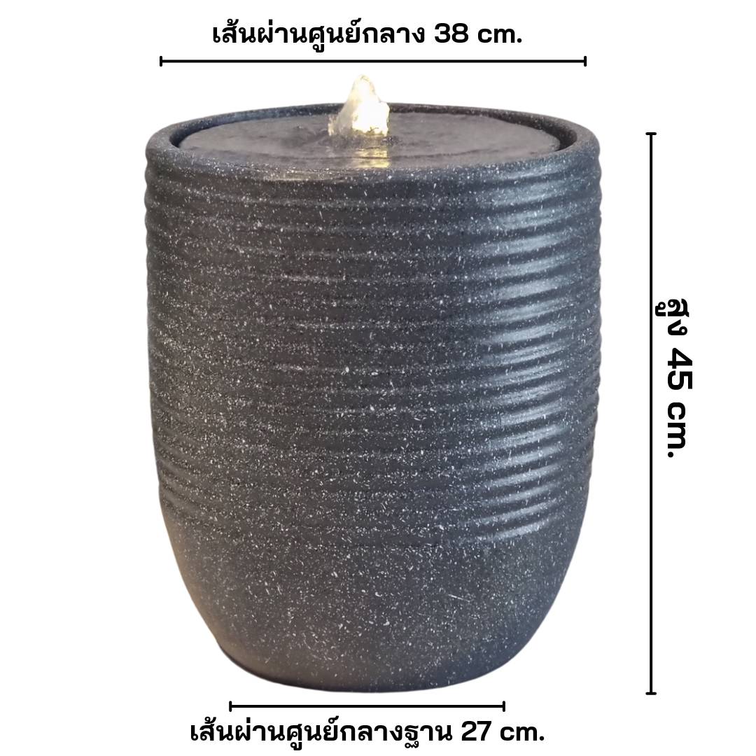 น้ำพุตั้งพื้นเสริมฮวงจุ้ย EAKGIFT รุ่น2591สีดำ สไตล์โมเดิร์น อ่างน้ำล้นทรงกลมตกแต่งบ้าน