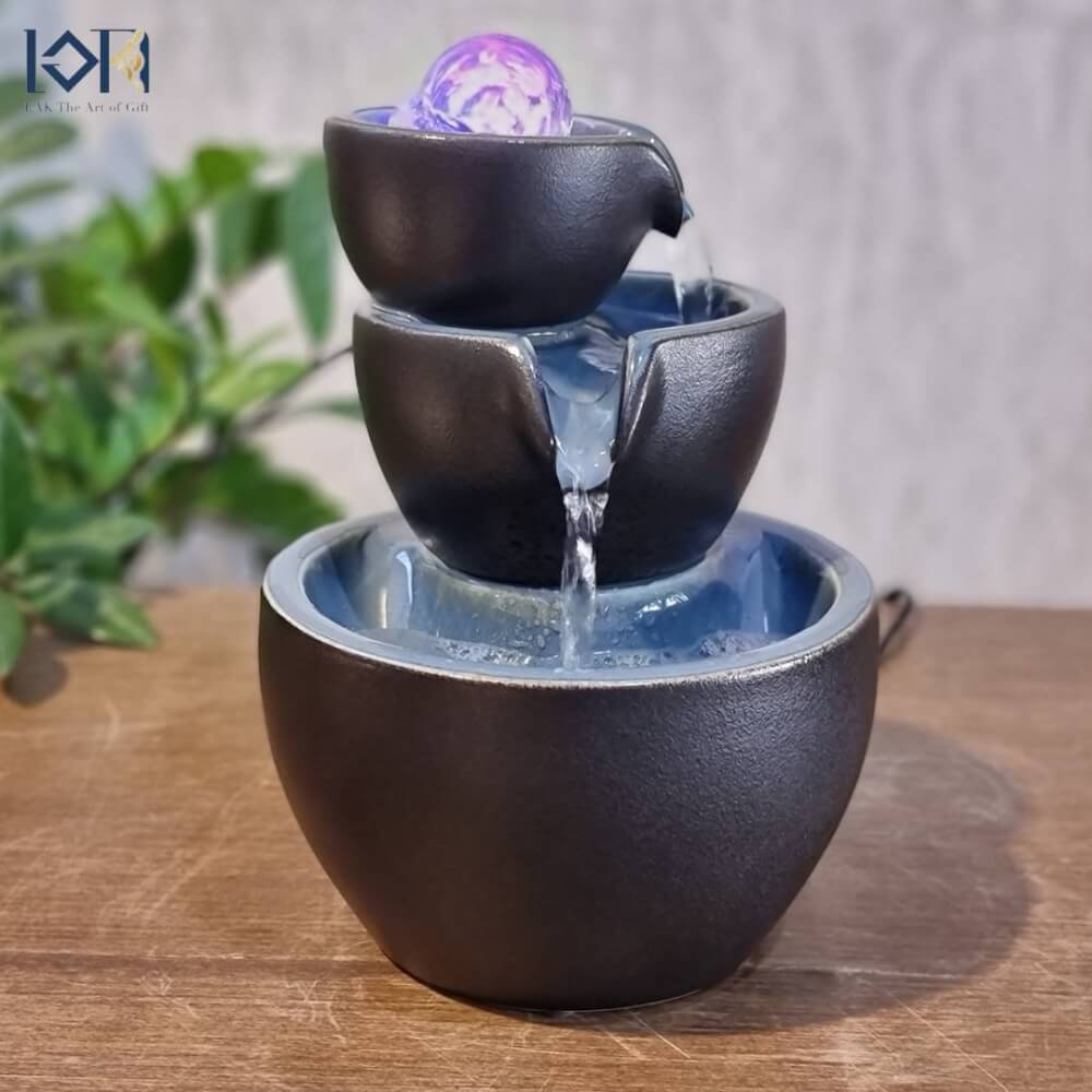 น้ำพุตั้งโต๊ะเสริมฮวงจุ้ย EAKGIFT รุ่น2108-1 สไตล์โมเดิร์นวัสดุเซรามิกงานสวยหรู