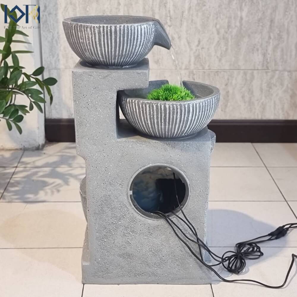 น้ำพุตั้งพื้นเสริมฮวงจุ้ย EAKGIFT รุ่น2020127 สไตล์ทันสมัย วัสดุไฟเบอร์เรซิ่นทนทาน