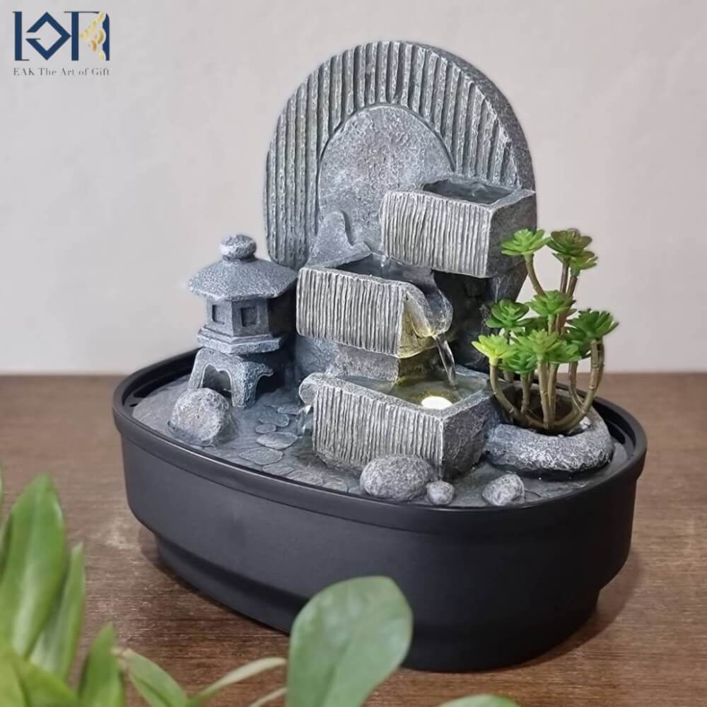 น้ำล้นตั้งโต๊ะเสริมฮวงจุ้ย EAKGIFT รุ่น 1222037NL จัดสวนสไตล์ญี่ปุ่น อ่างน้ำพุตกแต่งบ้าน_4