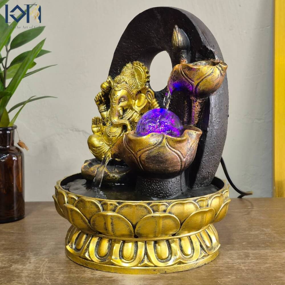 น้ำพุน้ำล้นตั้งโต๊ะ EAKGIFT รุ่น 23229A พระพิฆเนศเสริมฮวงจุ้ยตกแต่งบ้าน ของขวัญมงคล_4