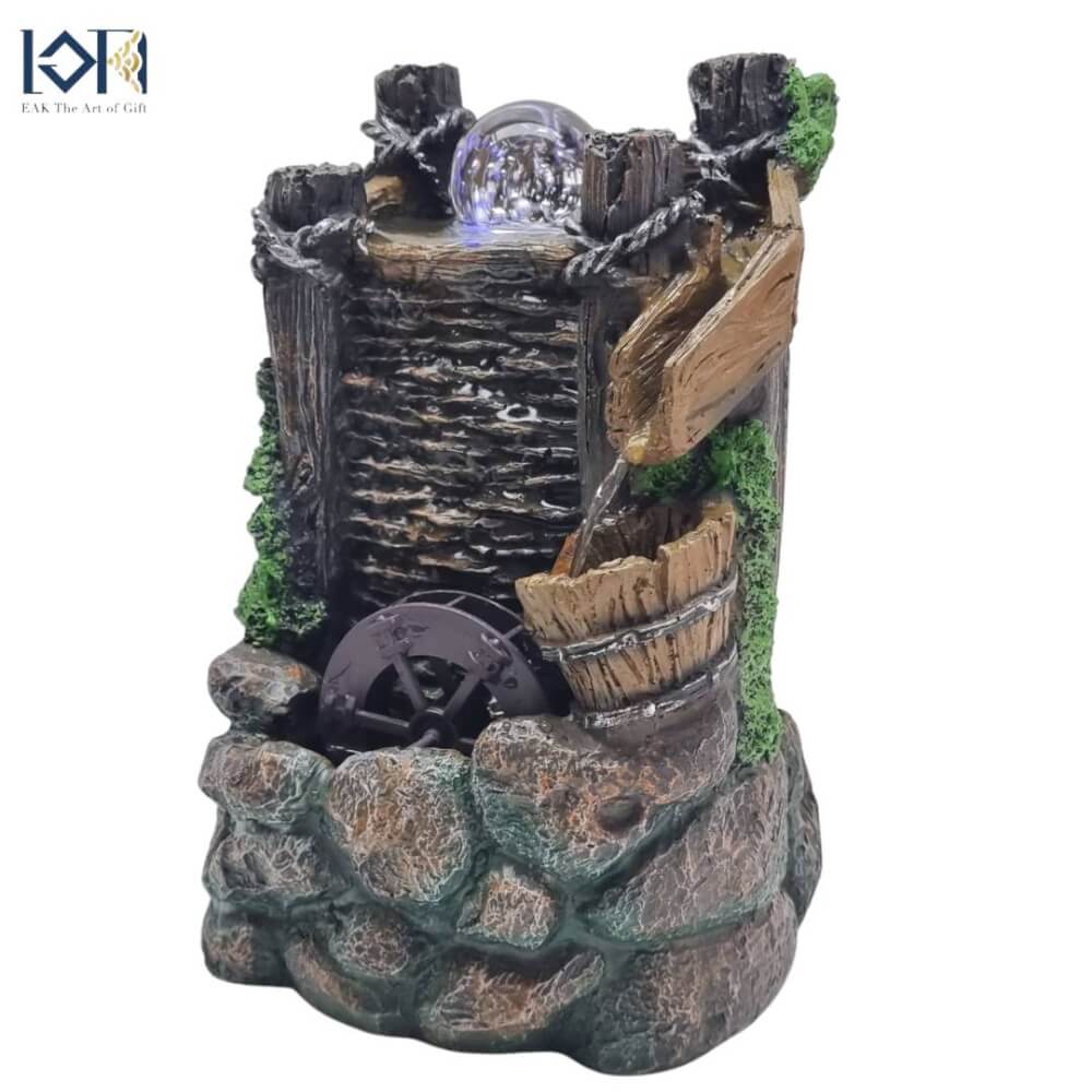 น้ำพุตั้งโต๊ะ EAKGIFT รุ่น 1099 มีกังหันวิดเงินเสริมฮวงจุ้ย ของขวัญมงคล_4