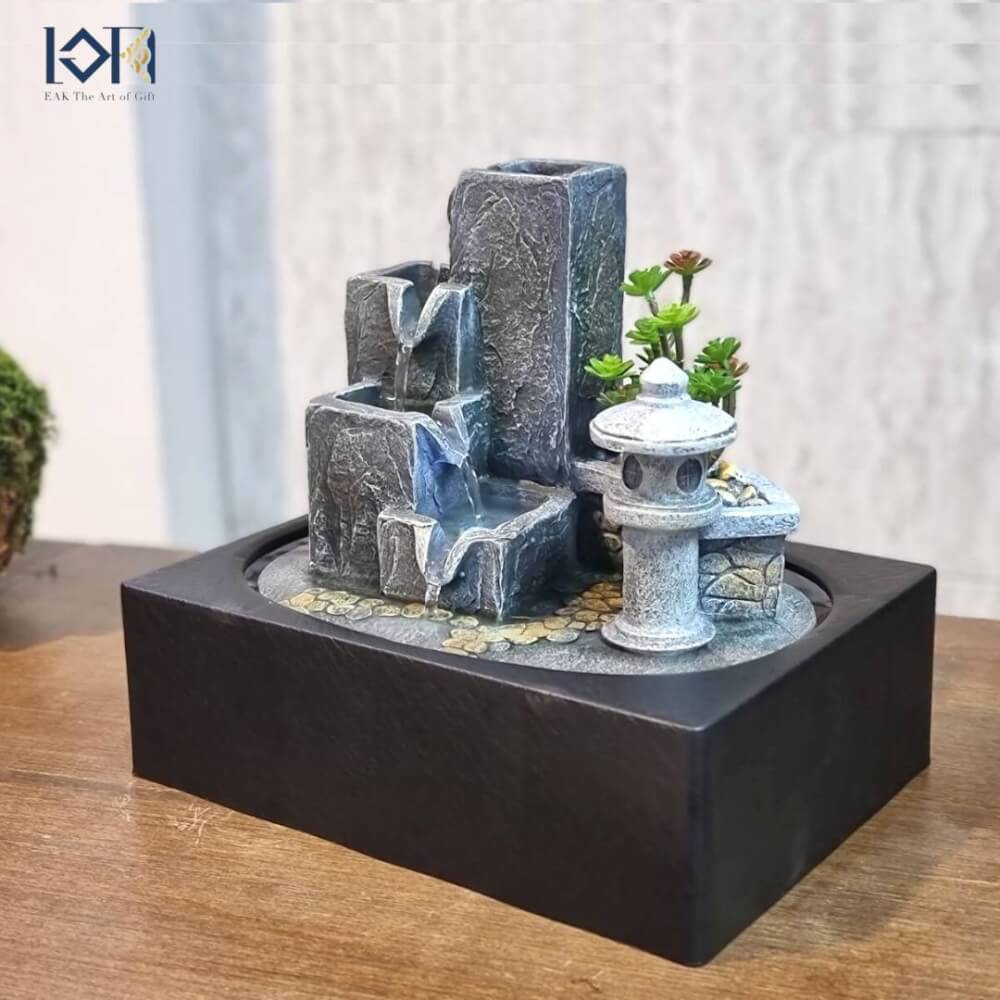 น้ำพุตั้งโต๊ะเสริมฮวงจุ้ย EAKGIFT รุ่นA1201139 มีต้นไม้ปลอมแถมให้ น้ำตกจำลองฮวงจุ้ยมงคล_4