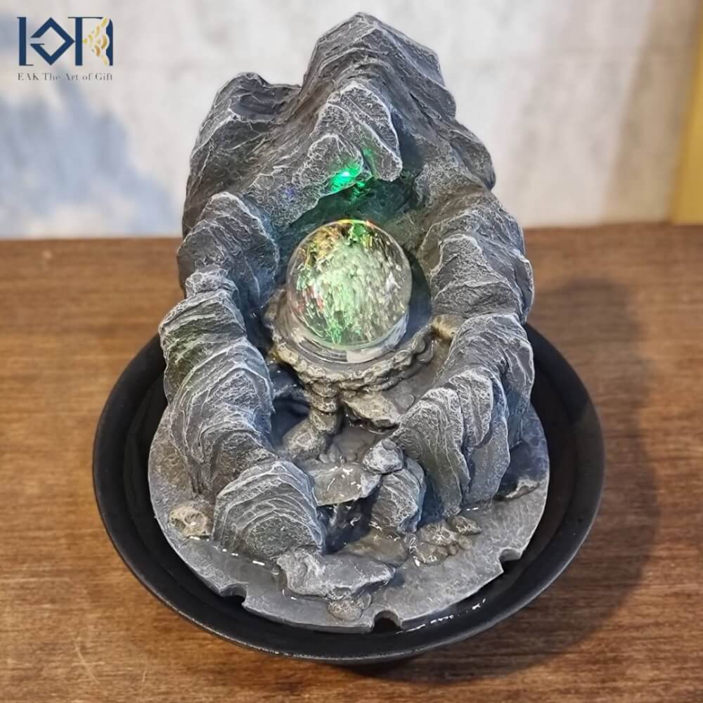 น้ำพุตั้งโต๊ะเสริมฮวงจุ้ย EAKGIFT รุ่นภูเขาเงินทองL22051 ตั้งโต๊ะตกแต่งบ้านเรียกทรัพย์โชคลาภ