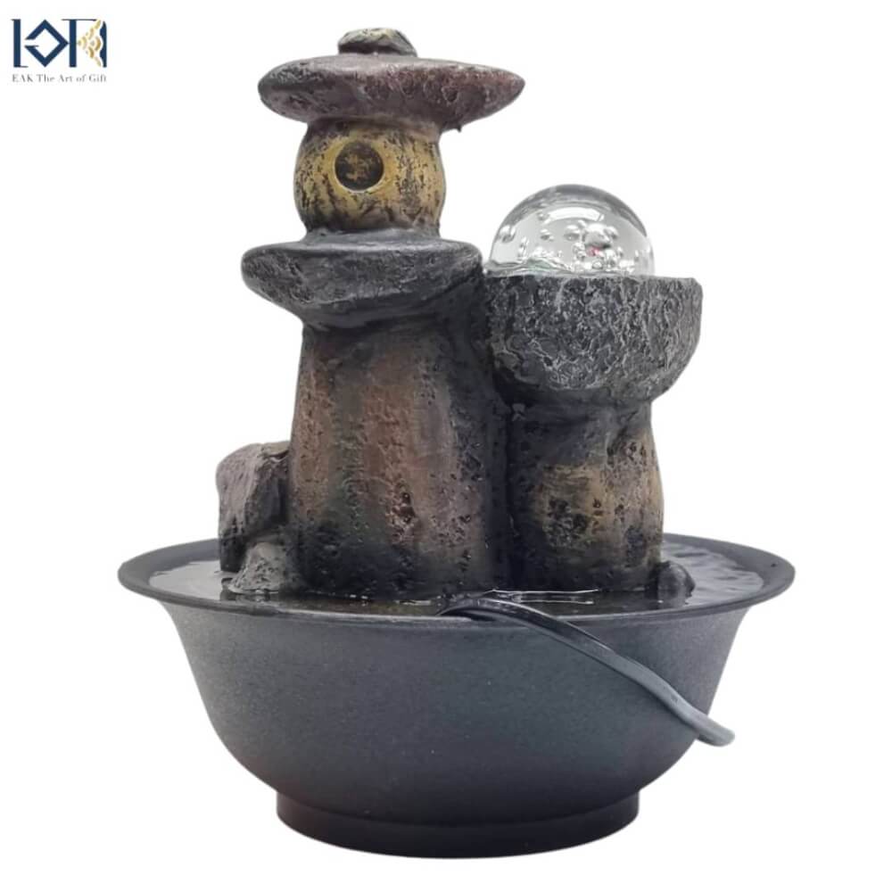น้ำพุตั้งโต๊ะเสริมฮวงจุ้ย EAKGIFT รุ่น19096 สไตล์คลาสสิกมีกังหัน เรียกทรัพย์โชคลาภ