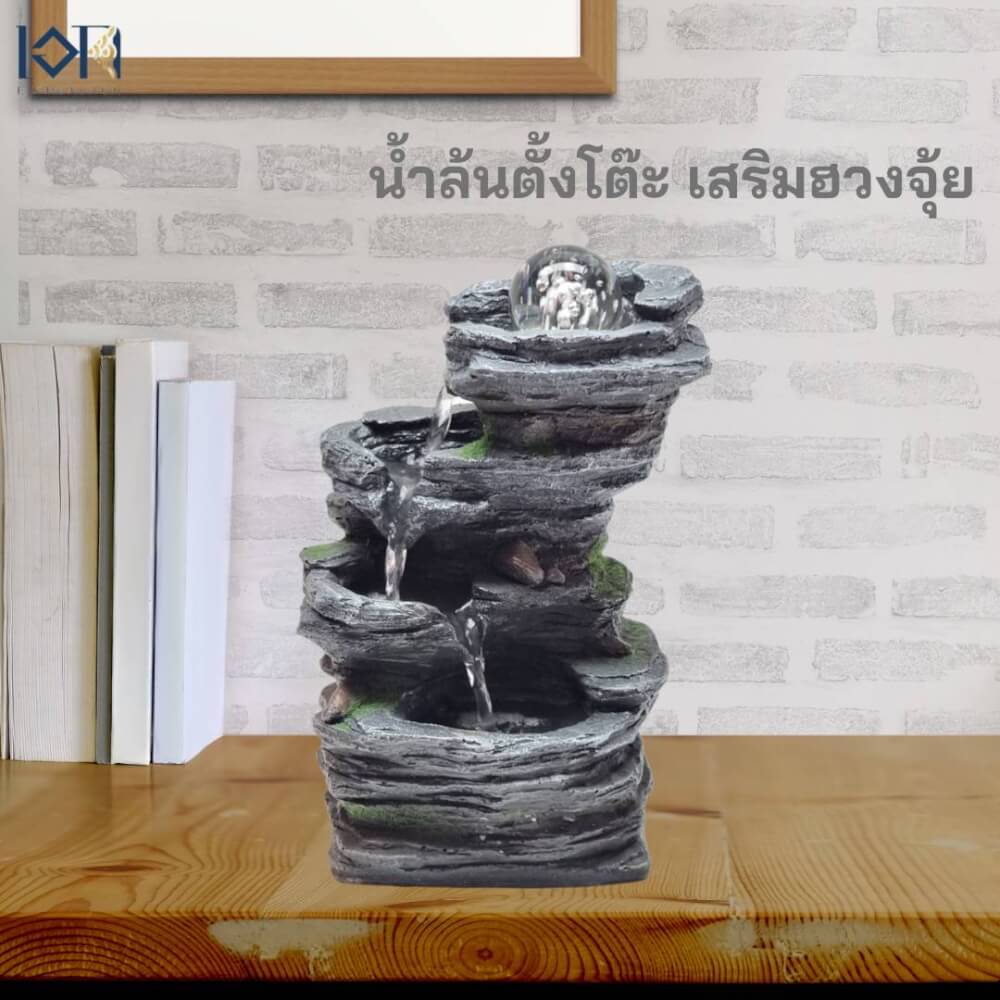 น้ำพุตั้งโต๊ะ EAKGIFT รุ่น 21038 สไตล์คลาสสิกมีลูกแก้วหมุนเสริมฮวงจุ้ย