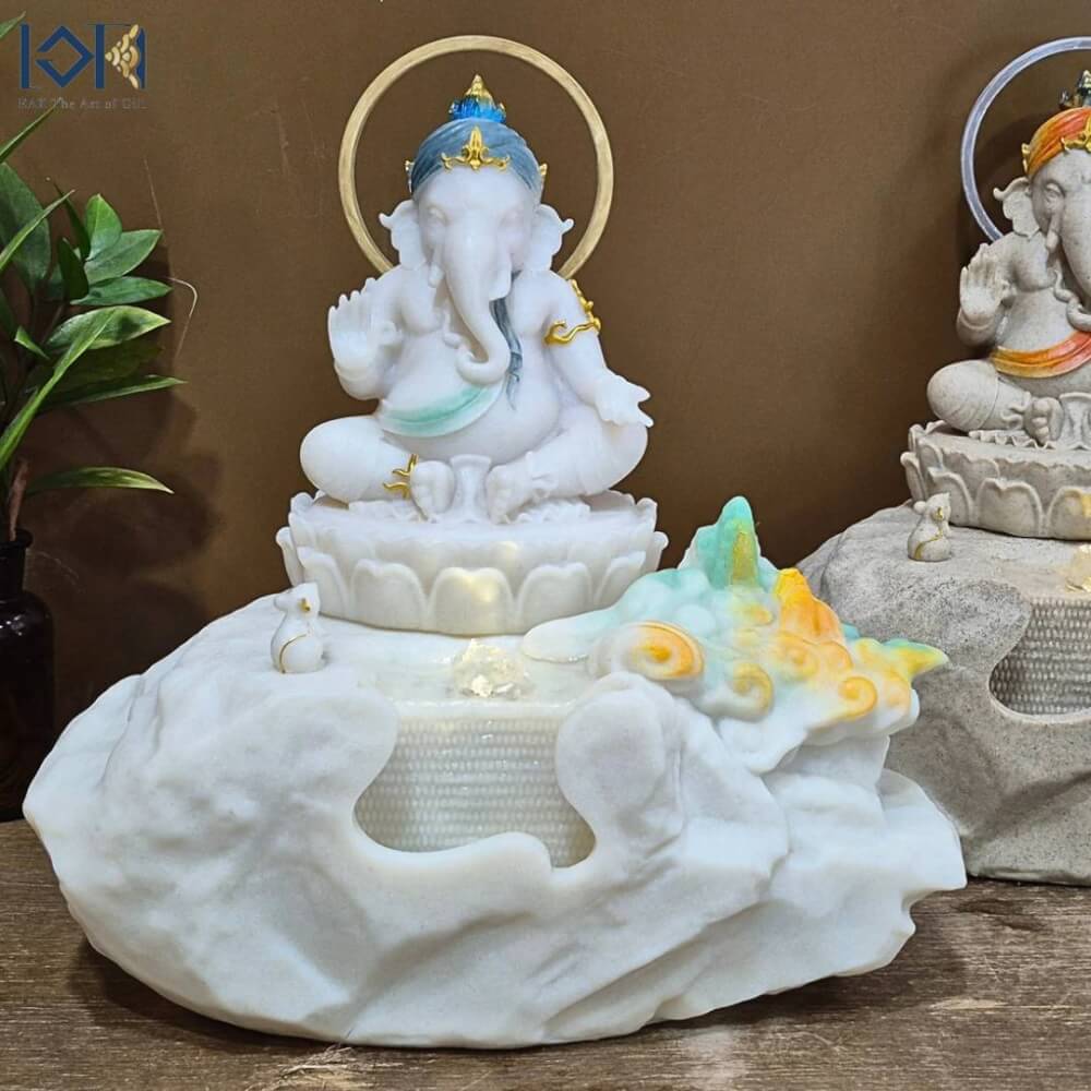 น้ำล้นตั้งโต๊ะ EAKGIFT รุ่นPM002W สไตล์โมเดิร์น น้ำพุพระพิฆเนศเสริมฮวงจุ้ย
