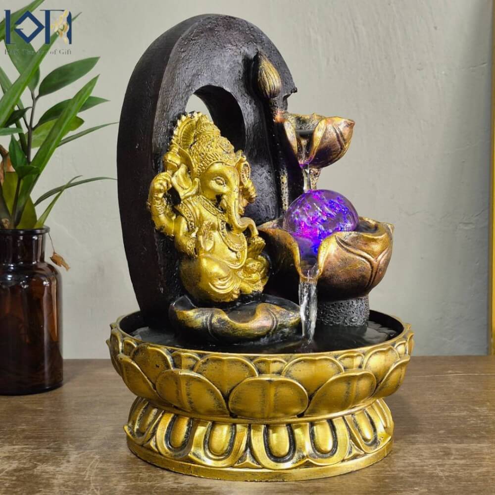 น้ำพุน้ำล้นตั้งโต๊ะ EAKGIFT รุ่น 23229A พระพิฆเนศเสริมฮวงจุ้ยตกแต่งบ้าน ของขวัญมงคล_5