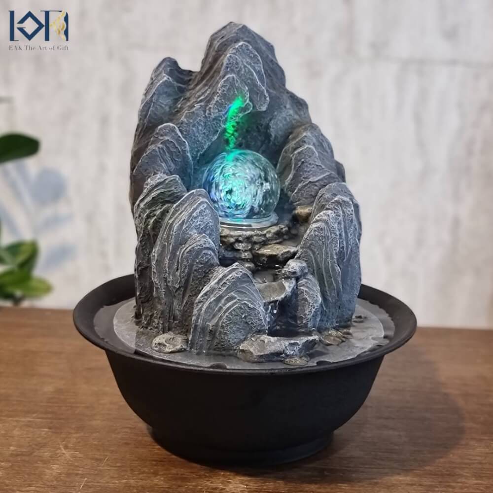 น้ำพุตั้งโต๊ะเสริมฮวงจุ้ย EAKGIFT รุ่นภูเขาเงินทองL22051 ตั้งโต๊ะตกแต่งบ้านเรียกทรัพย์โชคลาภ