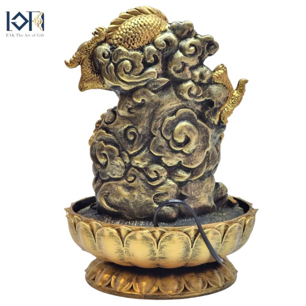 น้ำพุตั้งโต๊ะเสริมฮวงจุ้ย EAKGIFT รุ่น19001 สีทอง น้ำพุมังกรเสริมความยิ่งใหญ่บารมี
