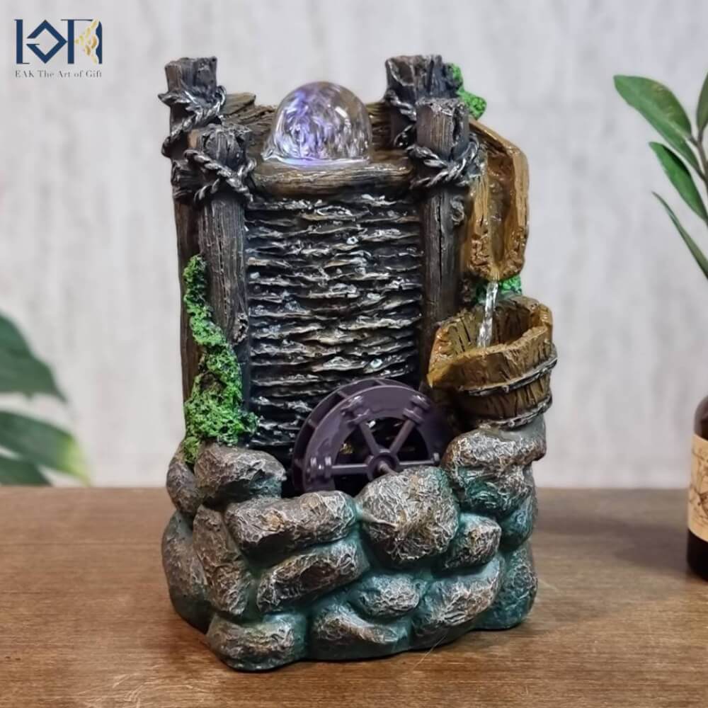 น้ำพุตั้งโต๊ะ EAKGIFT รุ่น 1099 มีกังหันวิดเงินเสริมฮวงจุ้ย ของขวัญมงคล_6