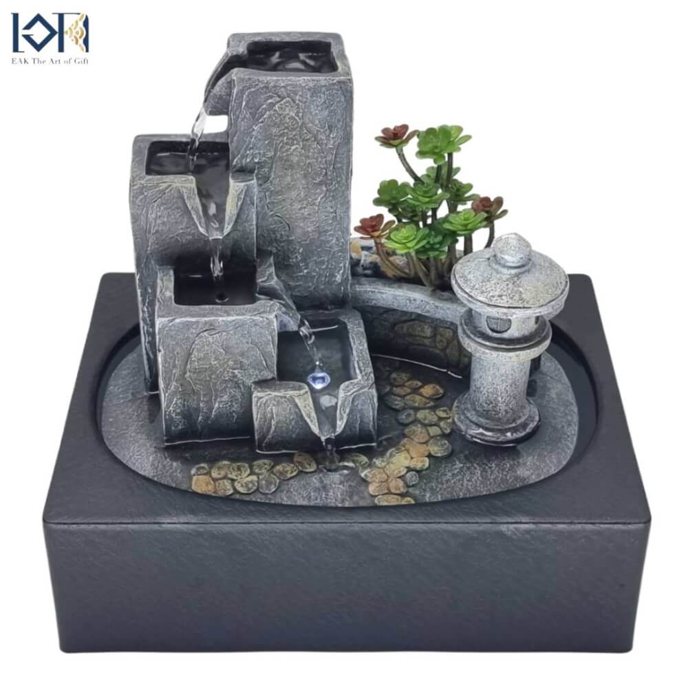 น้ำพุตั้งโต๊ะเสริมฮวงจุ้ย EAKGIFT รุ่นA1201139 มีต้นไม้ปลอมแถมให้ น้ำตกจำลองฮวงจุ้ยมงคล_6