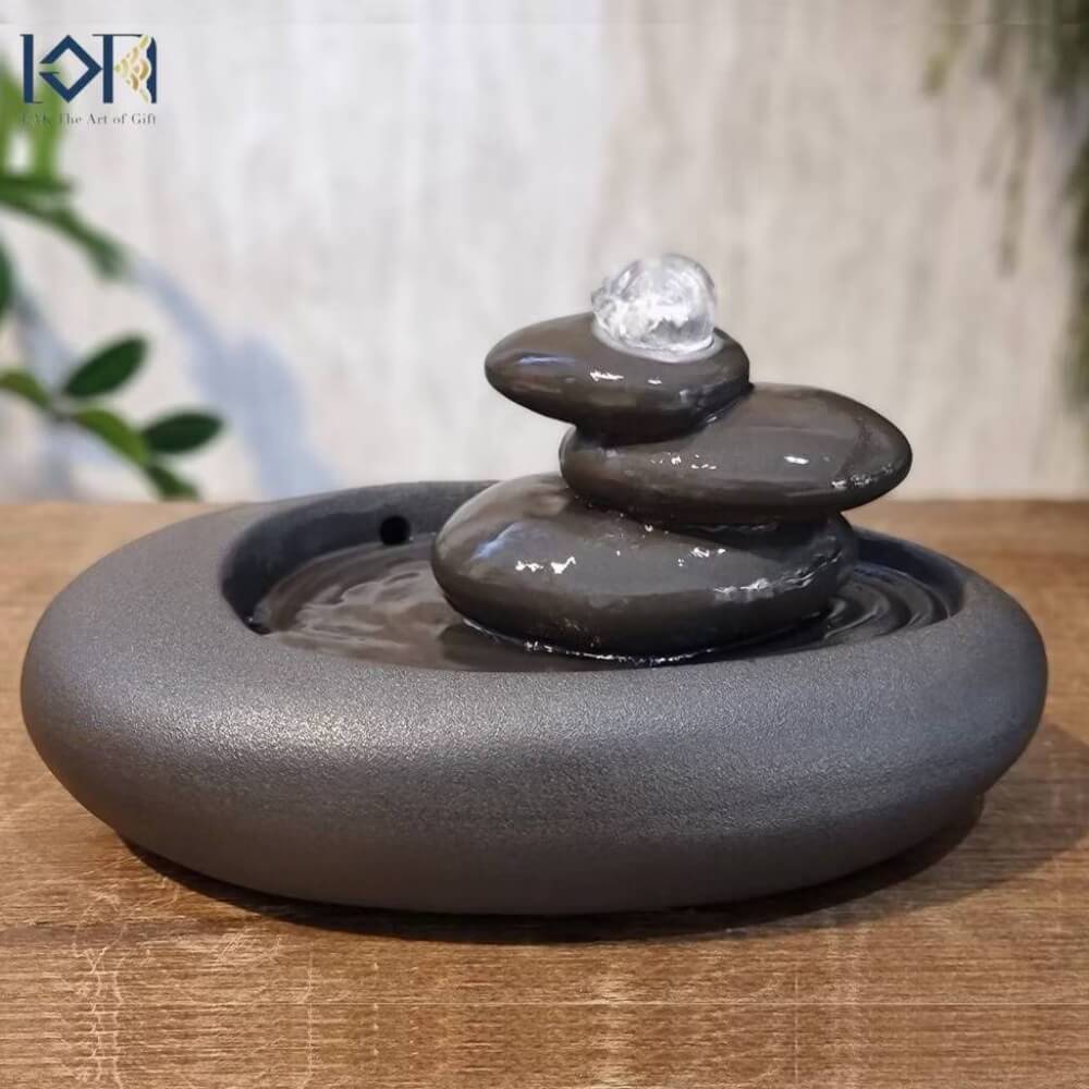 น้ำพุตั้งโต๊ะเสริมฮวงจุ้ย EAKGIFT รุ่นวงทรัพย์เรียกโชค สไตล์โมเดิร์นงานสวยเรียบหรู