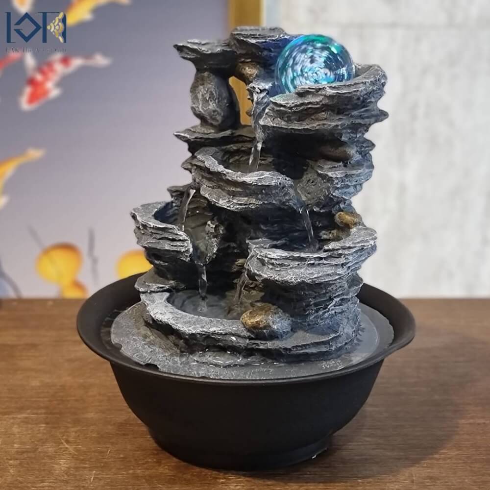 น้ำพุตั้งโต๊ะ EAKGIFT รุ่น22052 สไตล์คลาสสิก มีลูกแก้วหมุนเสริมฮวงจุ้ย